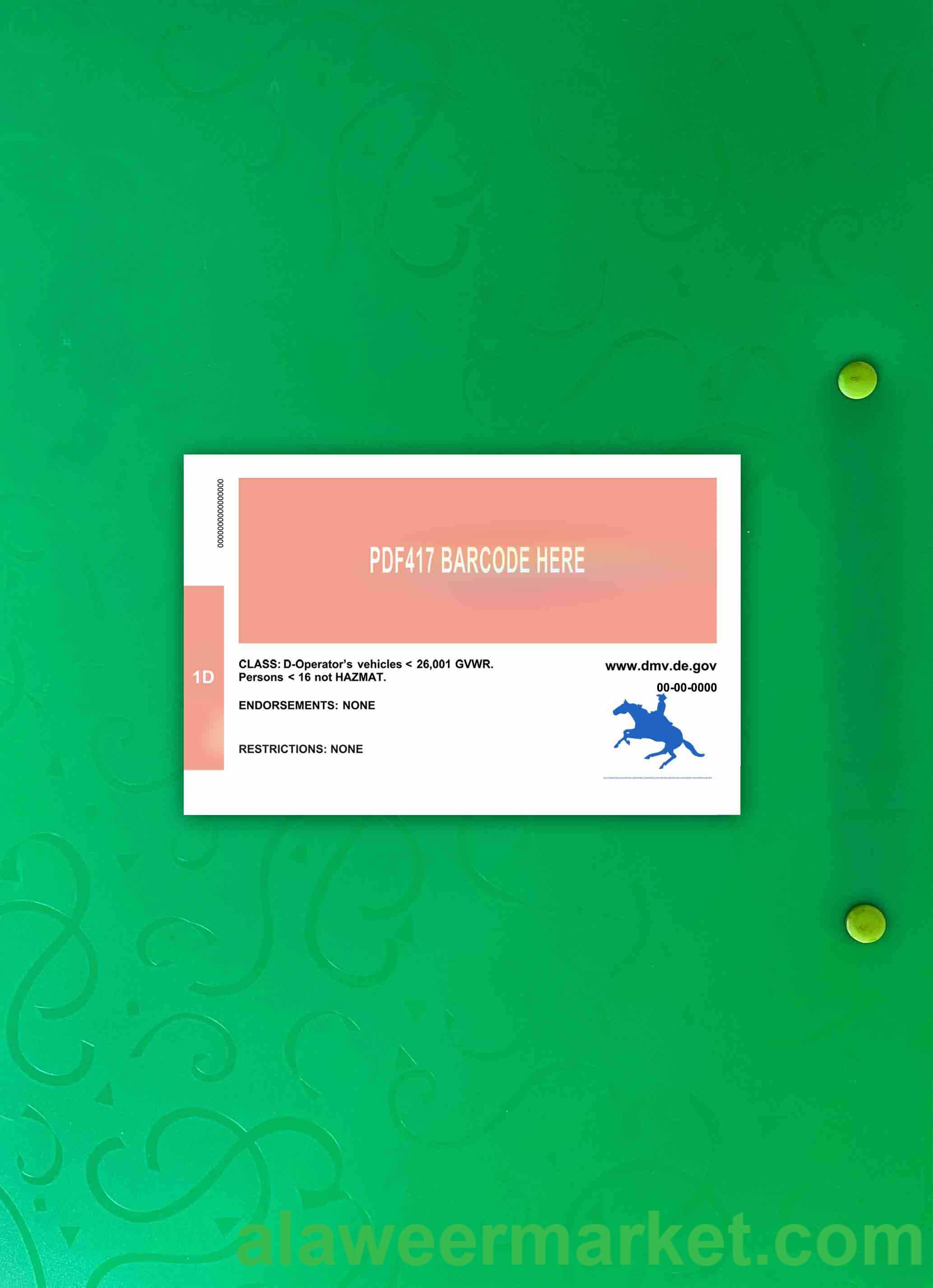USA Delaware driving license version 2 photolook BACK